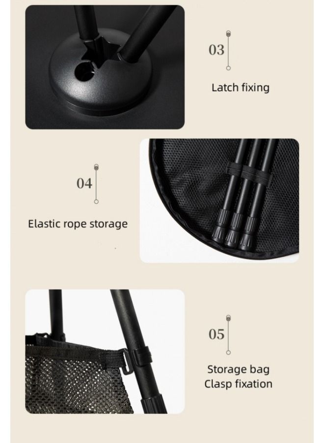 طاولة تخييم قابلة للطي، طاولة خارجية دائرية محمولة من سبائك الألومنيوم بارتفاع قابل للتعديل، طاولة قهوة ثلاثية الأرجل للنزهات والتخييم والرحلات وحفلات الشواء - Image 4